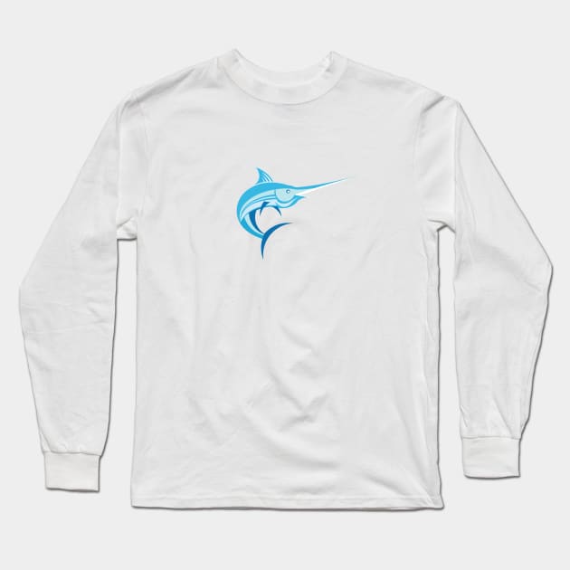 Blue Marlin Swordfish Logo Long Sleeve T-Shirt by PauHanaDesign